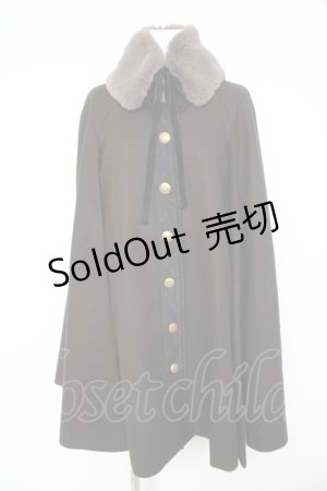 画像: axes femme / 襟刺繍入りケープコート M 黒 Y-26-02-11-087-AX-CO-SZ-ZTC071