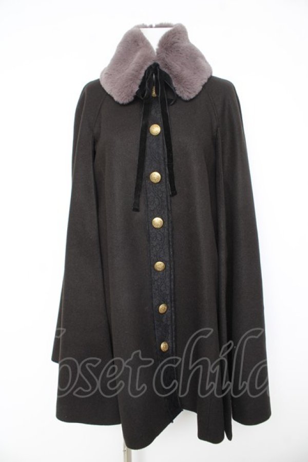 画像1: axes femme / 襟刺繍入りケープコート M 黒 Y-26-02-11-087-AX-CO-SZ-ZY (1)