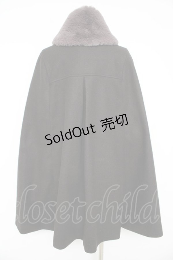 画像2: axes femme / 襟刺繍入りケープコート M 黒 Y-26-02-11-087-AX-CO-SZ-ZTC071 (2)