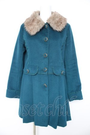 画像: axes femme / ファー襟コート M グリーン Y-26-02-11-091-AX-CO-SZ-ZY