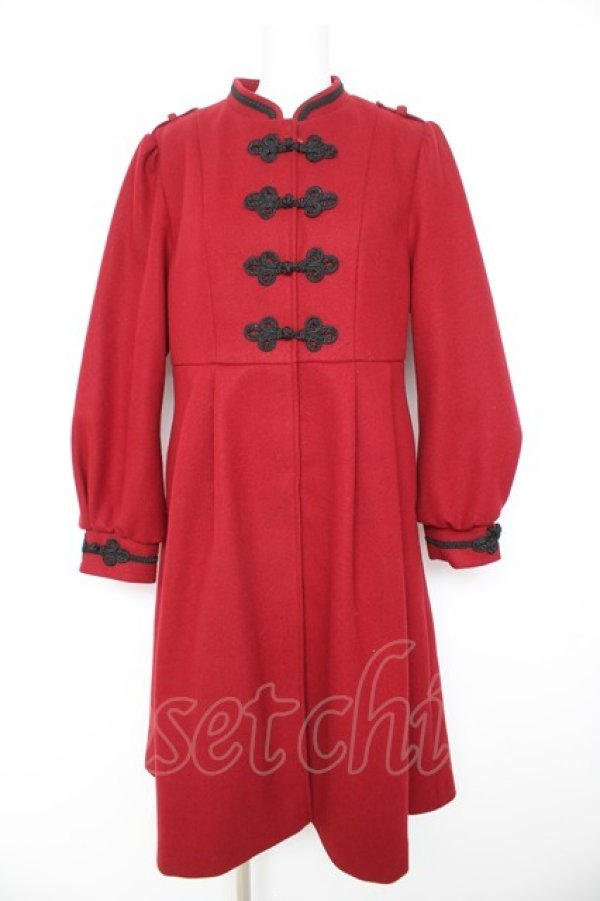 画像1: axes femme / チャイナ釦フレアラインコート M 赤 Y-26-02-11-092-AX-CO-SZ-ZY (1)