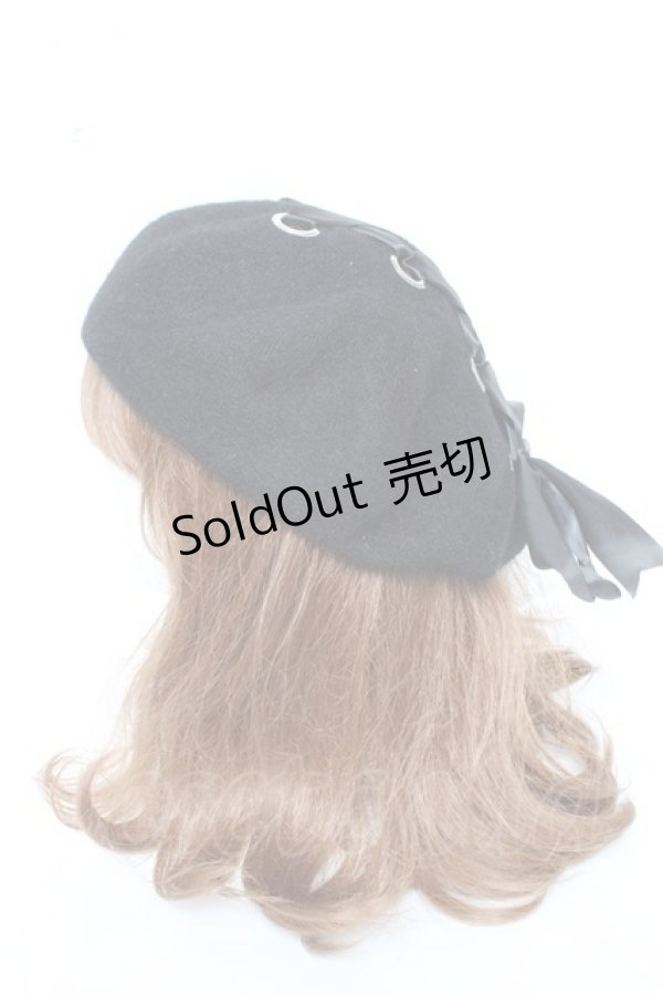 画像3: axes femme POETIQUE / レースアップベレー帽 F 黒 Y-26-02-11-012-AX-AC-SZ-ZTK033 (3)