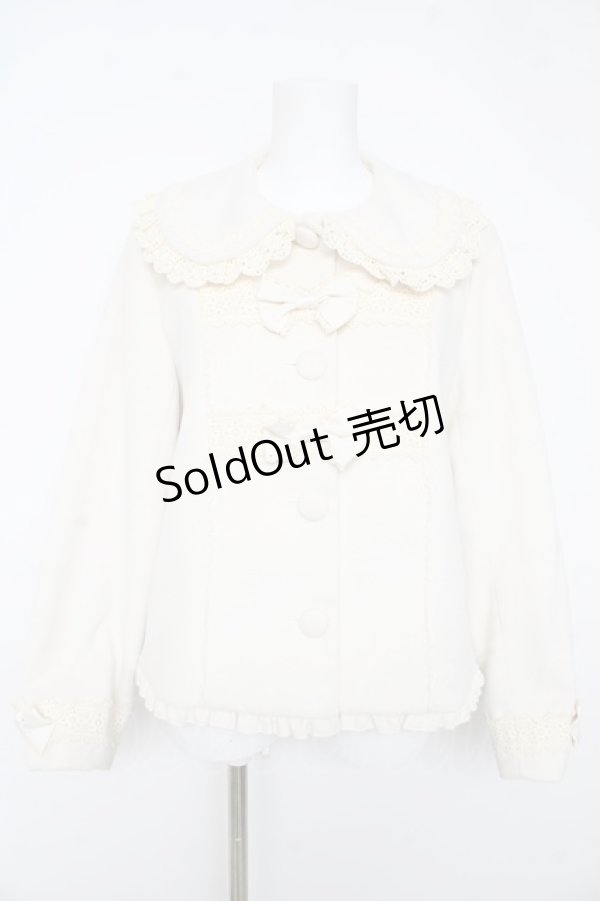 画像1: axes femme kawaii / レースフリルショートコート M 生成り Y-26-02-11-101-AX-CO-SZ-ZY (1)