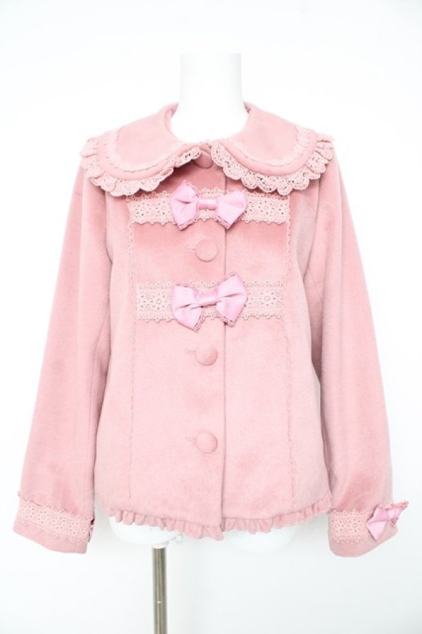 画像1: axes femme kawaii / レースフリルショートコート M ピンク Y-26-02-11-102-AX-CO-SZ-ZY (1)