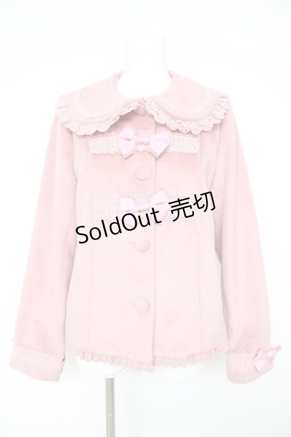 画像1: axes femme kawaii / レースフリルショートコート M ピンクY-26-02-11-102-AX-CO-SZ-ZTC019 (1)