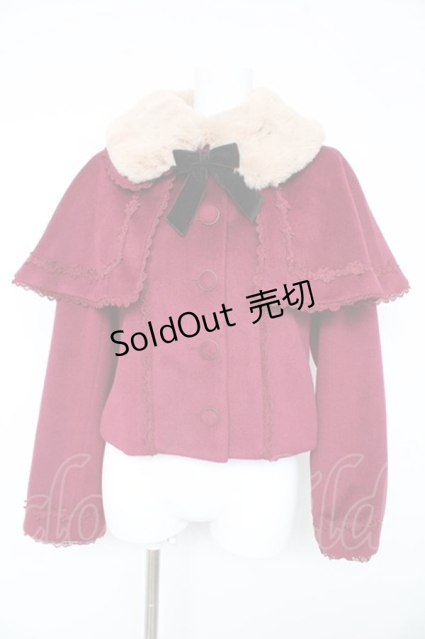 画像1: axes femme kawaii / ケープ付ショートコート M ワインY-26-02-11-103-AX-CO-SZ-ZTC023 (1)