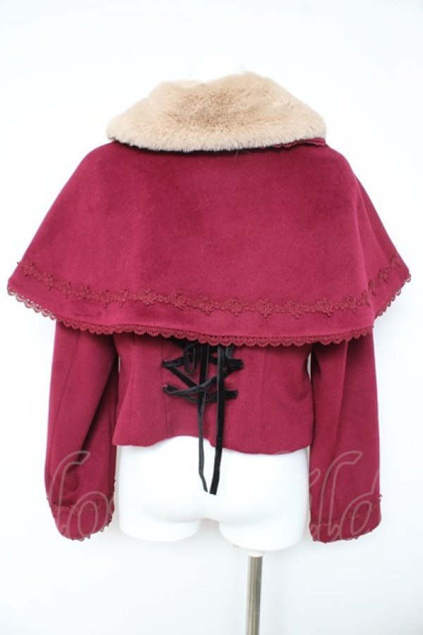 画像2: axes femme kawaii / ケープ付ショートコート M ワイン Y-26-02-11-103-AX-CO-SZ-ZY (2)