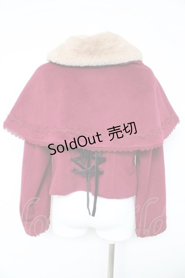 画像2: axes femme kawaii / ケープ付ショートコート M ワインY-26-02-11-103-AX-CO-SZ-ZTC023 (2)