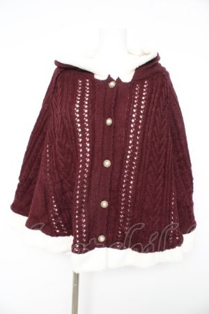 画像: axes femme / 裏ボアニットケープポンチョ M ワイン Y-26-02-11-105-AX-CO-SZ-ZY