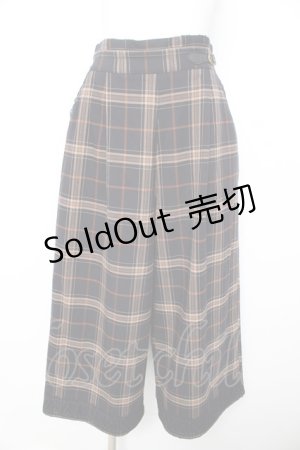 画像: axes femme / バックルチェックワイドパンツ F 紺 Y-26-02-11-108-AX-PA-SZ-ZT0215N