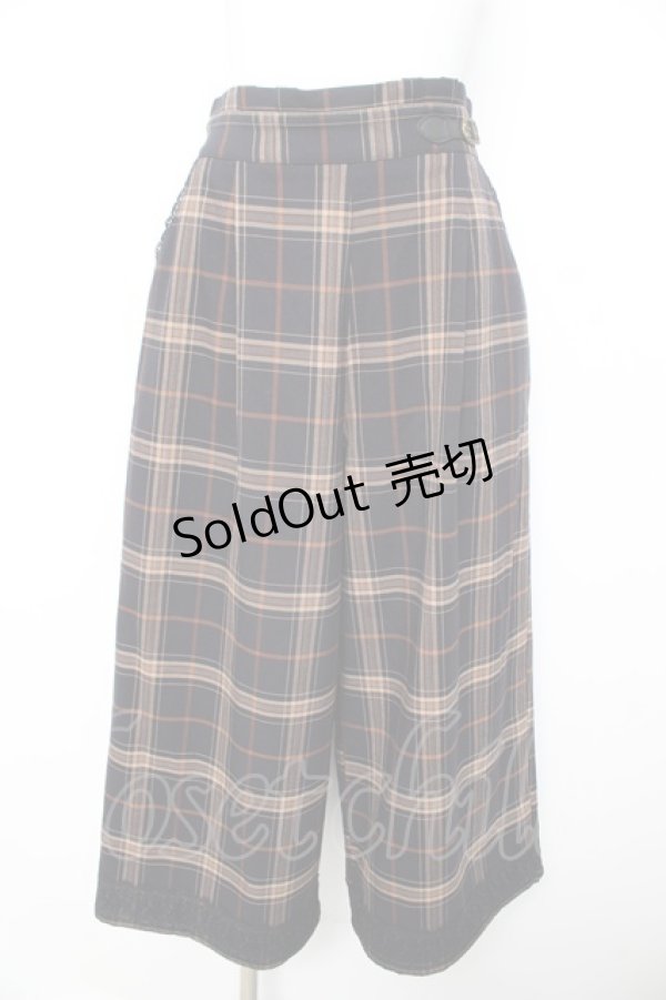 画像1: axes femme / バックルチェックワイドパンツ F 紺 Y-26-02-11-108-AX-PA-SZ-ZT0215N (1)