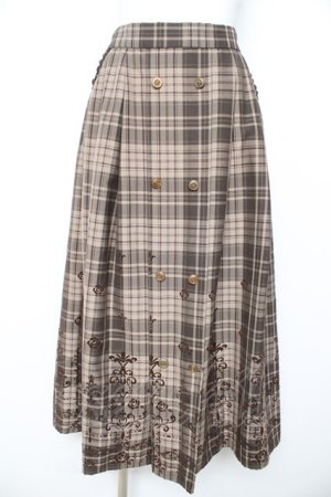 画像: axes femme / フロッキーチェックスカート M 茶 Y-26-02-11-110-AX-SK-SZ-ZY