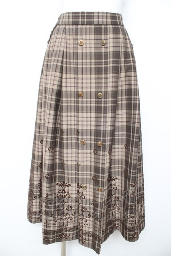 画像1: axes femme / フロッキーチェックスカート M 茶 Y-26-02-11-110-AX-SK-SZ-ZY (1)
