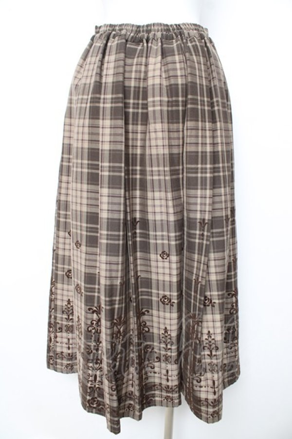 画像2: axes femme / フロッキーチェックスカート M 茶 Y-26-02-11-110-AX-SK-SZ-ZY (2)