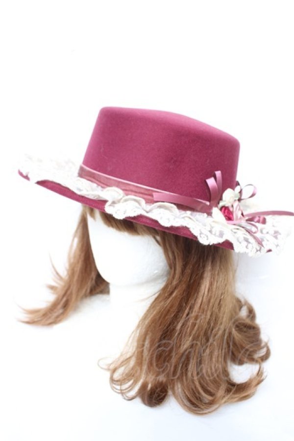 画像1: axes femme / 巻きバラレースカンカン帽  ワイン Y-26-02-11-014-AX-AC-SZ-ZY (1)