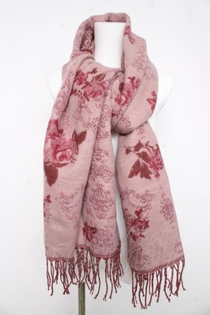 画像: axes femme / バラ×オーナメント柄ストール  ピンク Y-26-02-11-004-AX-ZA-SZ-ZY