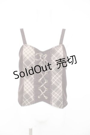 画像: axes femme / チェック切替リボンビスチェ M 茶 Y-26-02-11-027-AX-TO-SZ-ZY