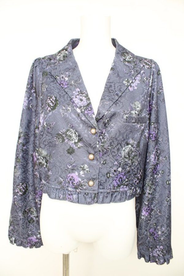 画像1: axes femme kawaii / クラシックブーケ柄ジャケット M パープル Y-26-02-11-028-AX-JA-SZ-ZY (1)
