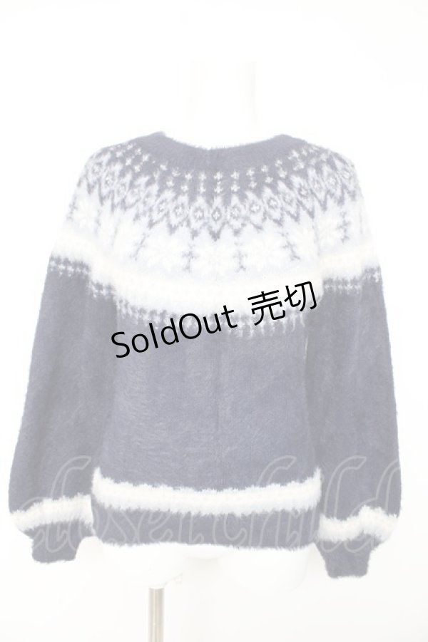 画像1: axes femme / 求心柄フェザーニットプルオーバー M 紺 Y-26-02-11-029-AX-TO-SZ-ZY (1)