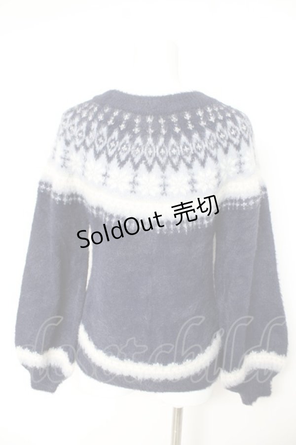 画像2: axes femme / 求心柄フェザーニットプルオーバー M 紺 Y-26-02-11-029-AX-TO-SZ-ZY (2)