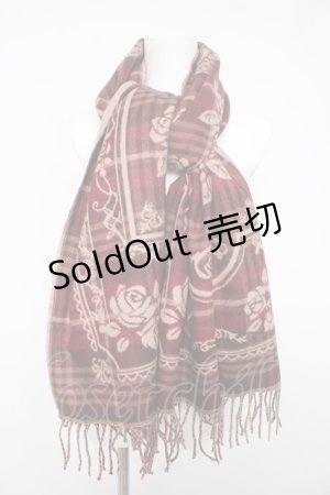 画像: axes femme / チェック×バラ柄JQストール  ワイン Y-26-02-11-006-AX-ZA-SZ-ZY