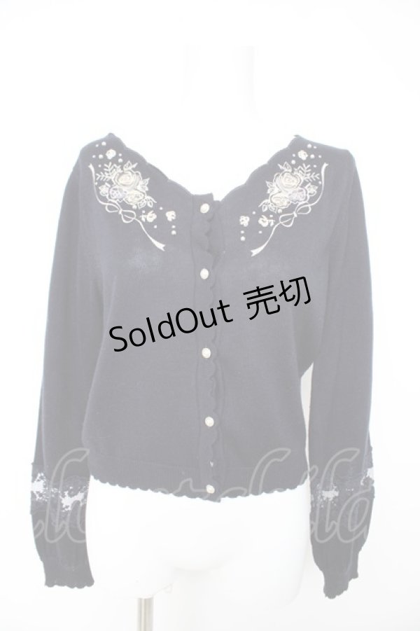 画像1: axes femme / 薔薇刺しゅうカーディガン M 紺 Y-26-02-11-031-AX-TO-SZ-ZY (1)