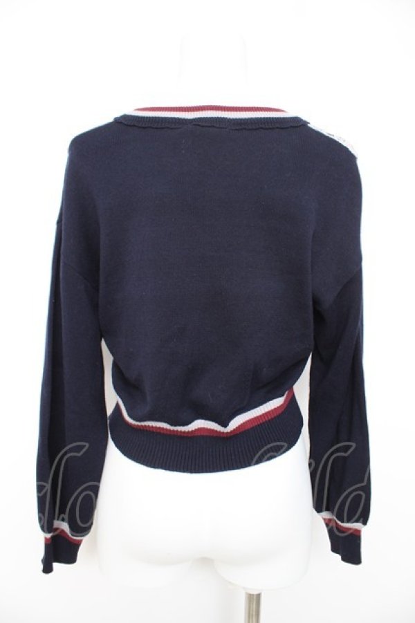 画像2: axes femme POETIQUE / ラインデザインカーディガン M 紺 Y-26-02-11-032-AX-TO-SZ-ZY (2)