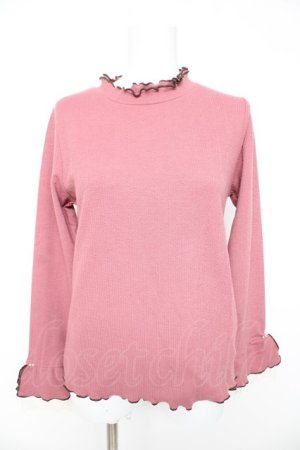 画像: axes femme / 袖レース配色メローフリルプルオーバー F ピンク Y-26-02-11-033-AX-TO-SZ-ZY