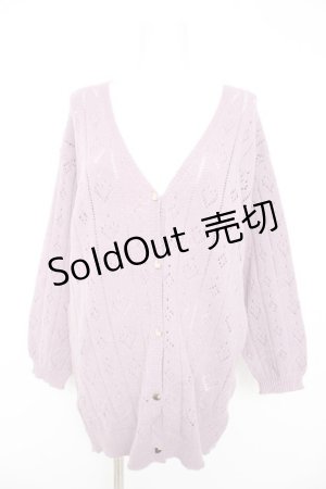 画像: axes femme POETIQUE / ハート透かし編みニットカーディガン M ピンク Y-26-02-11-034-AX-TO-SZ-ZT0215N