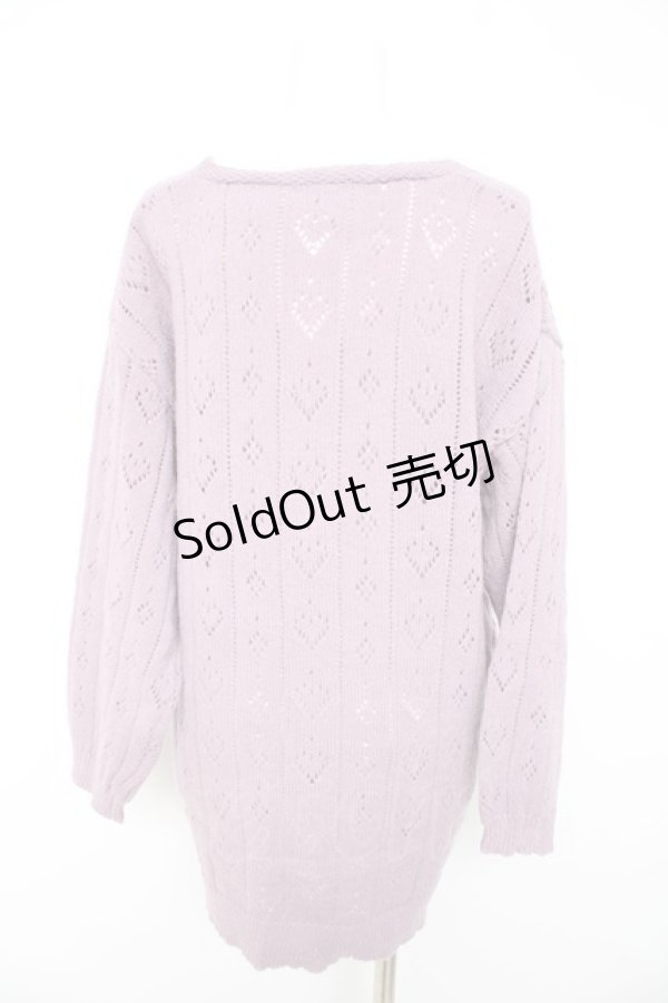 画像2: axes femme POETIQUE / ハート透かし編みニットカーディガン M ピンク Y-26-02-11-034-AX-TO-SZ-ZT0215N (2)