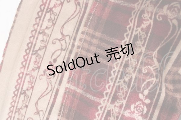 画像2: axes femme / チェック×バラ柄JQストール  ワイン Y-26-02-11-006-AX-ZA-SZ-ZY (2)