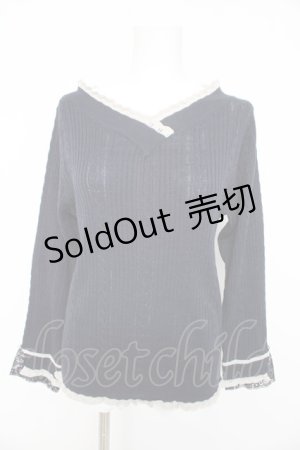 画像: axes femme / バイカラーＶネックニットプルオーバー M 紺 Y-26-02-11-036-AX-TO-SZ-ZT023