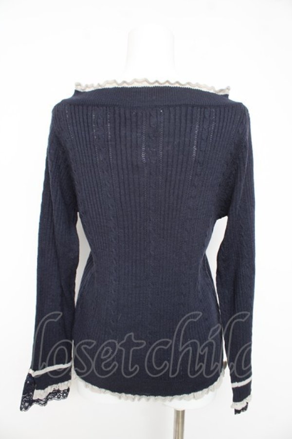 画像2: axes femme / バイカラーＶネックニットプルオーバー M 紺 Y-26-02-11-036-AX-TO-SZ-ZY (2)