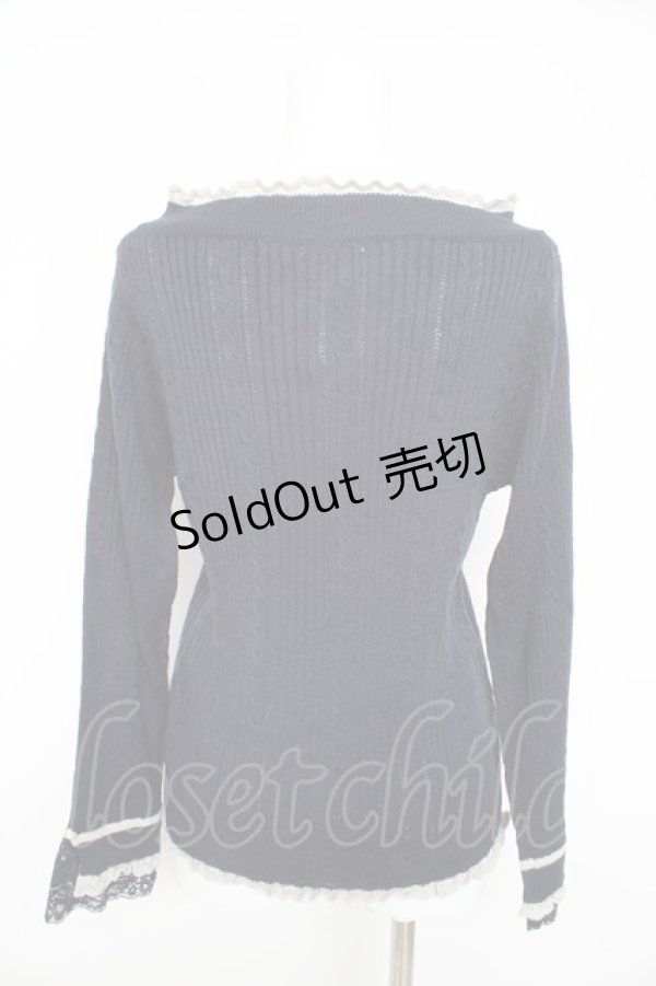 画像2: axes femme / バイカラーＶネックニットプルオーバー M 紺 Y-26-02-11-036-AX-TO-SZ-ZT023 (2)