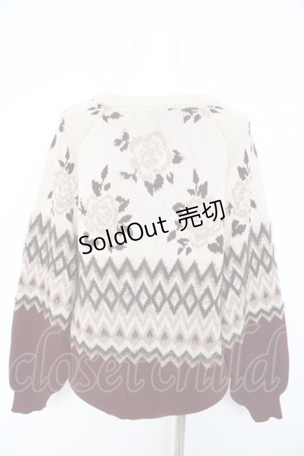 画像2: axes femme NOSTALGIE / バラジャガードレース襟ニット M ワイン Y-26-02-11-037-AX-TO-SZ-ZY (2)