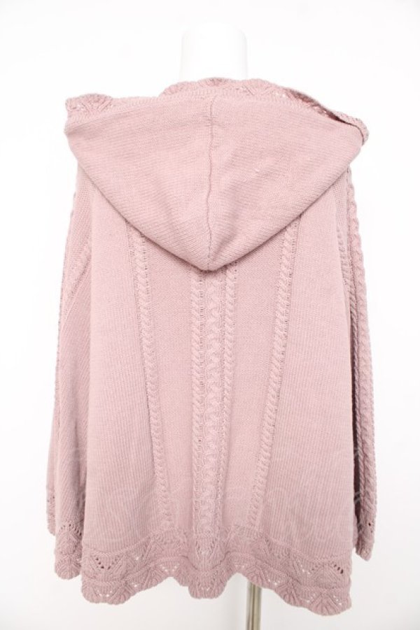 画像2: axes femme / ケーブルニットポンチョ M ピンク Y-26-02-11-038-AX-JA-SZ-ZY (2)