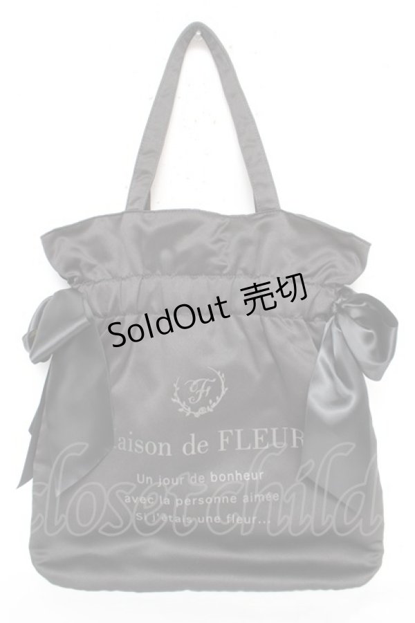 画像1: Maison de FLEUR / ダブルリボンギャザートートバッグ F ブラック Y-26-02-13-067-LO-BG-SZ-ZY (1)
