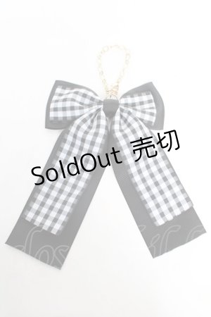 画像: ｍ petit by misako / ギンガムチェックリボンバッグチャーム  黒 Y-26-02-13-008-LO-ZA-SZ-ZT636-F004