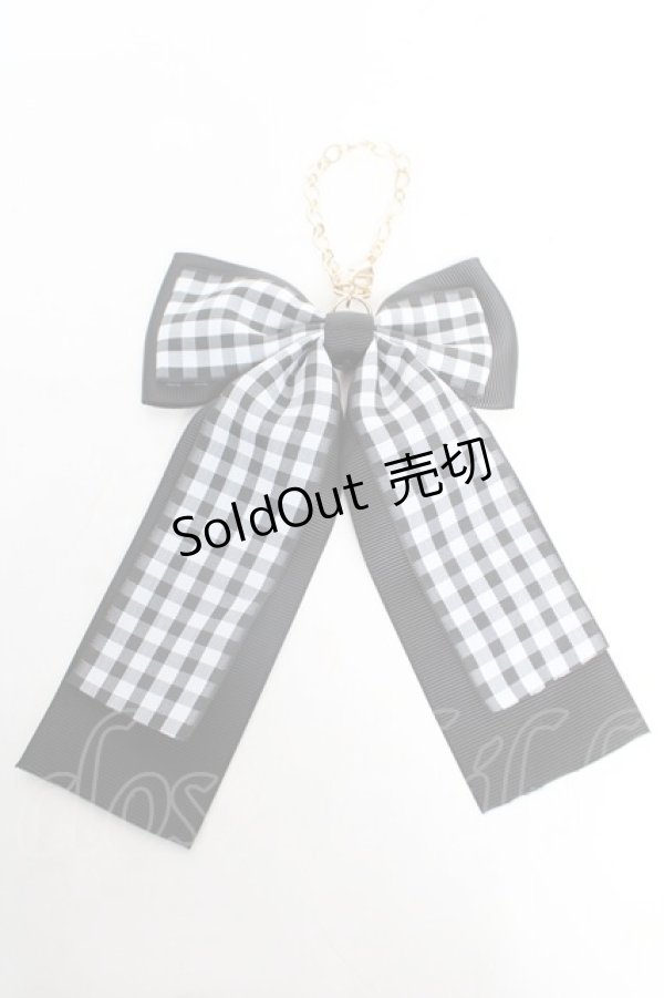画像1: ｍ petit by misako / ギンガムチェックリボンバッグチャーム  黒 Y-26-02-13-008-LO-ZA-SZ-ZT636-F004 (1)