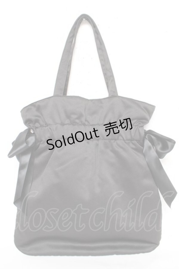 画像2: Maison de FLEUR / ダブルリボンギャザートートバッグ F ブラック Y-26-02-13-067-LO-BG-SZ-ZY (2)