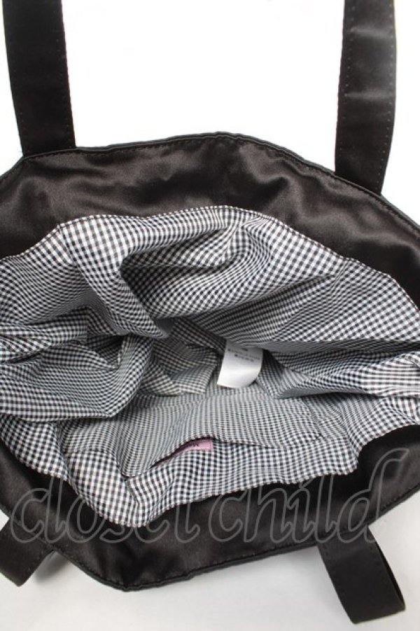 画像3: Maison de FLEUR / ダブルリボンギャザートートバッグ F ブラック Y-26-02-13-067-LO-BG-SZ-ZY (3)