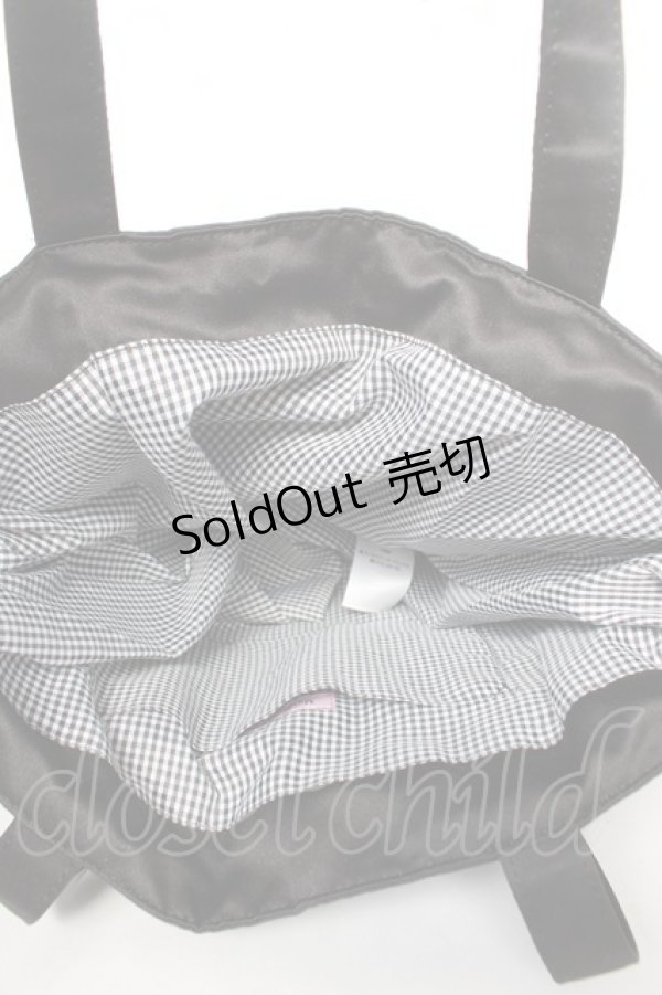 画像3: Maison de FLEUR / ダブルリボンギャザートートバッグ F ブラック Y-26-02-13-067-LO-BG-SZ-ZY (3)