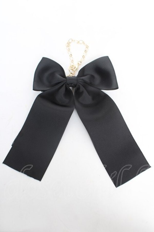 画像2: ｍ petit by misako / ギンガムチェックリボンバッグチャーム  黒 Y-26-02-13-008-LO-ZA-SZ-ZY (2)