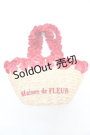 画像: Maison de FLEUR / フリルハンドルギンガムリボンかごバッグ F レッド Y-26-02-13-073-LO-BG-SZ-ZY