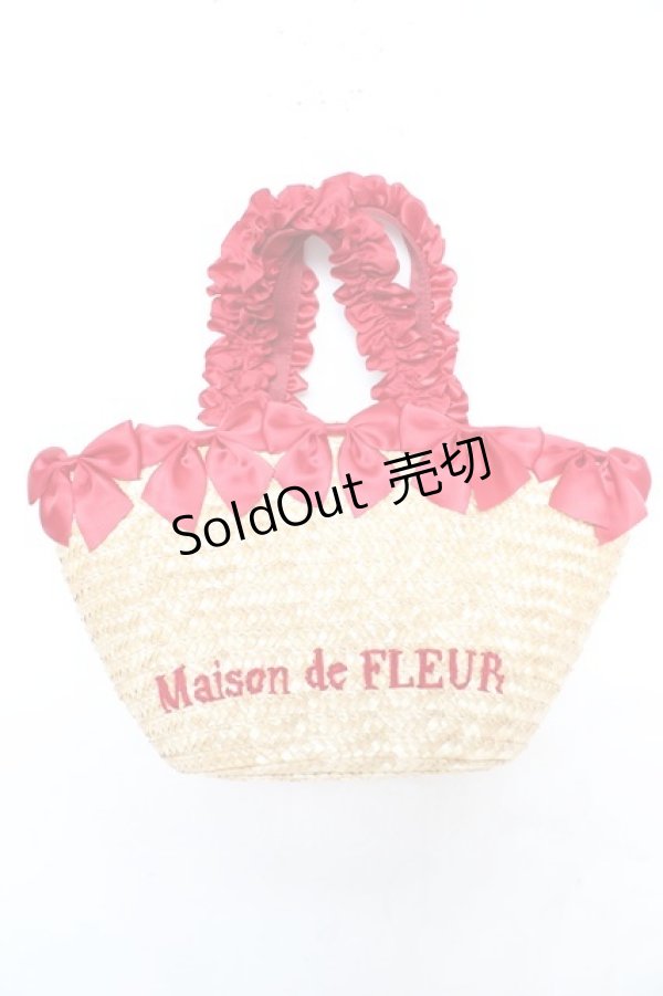 画像1: Maison de FLEUR / フリルハンドルギンガムリボンかごバッグ F レッド Y-26-02-13-073-LO-BG-SZ-ZY (1)