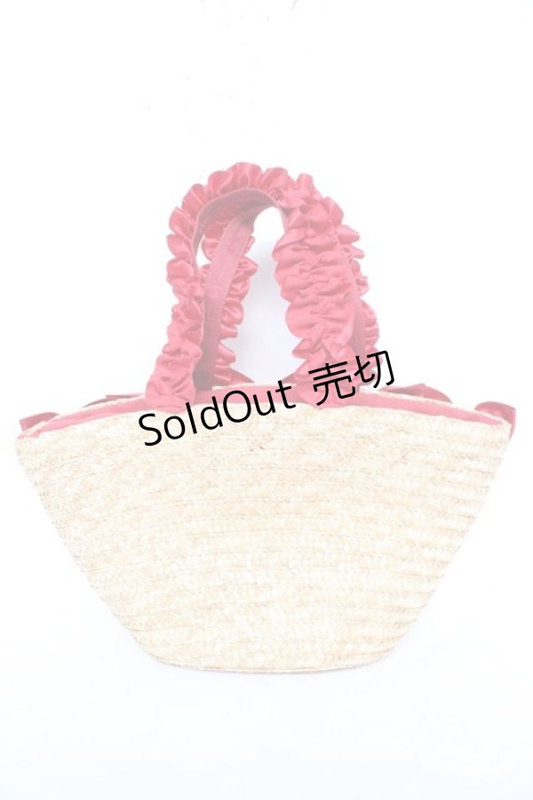 画像2: Maison de FLEUR / フリルハンドルギンガムリボンかごバッグ F レッド Y-26-02-13-073-LO-BG-SZ-ZY (2)