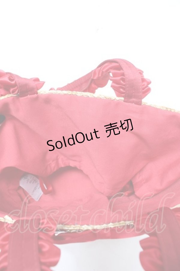 画像3: Maison de FLEUR / フリルハンドルギンガムリボンかごバッグ F レッド Y-26-02-13-073-LO-BG-SZ-ZY (3)