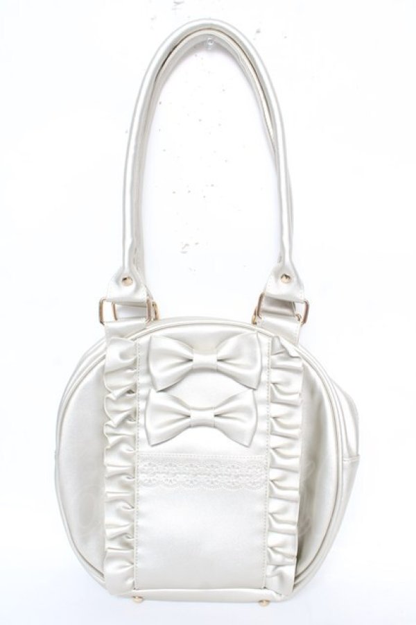 画像1: axes femme kawaii / ツインリボンラウンドハンドバッグ  ゴールド Y-26-02-13-076-AX-BG-SZ-ZY (1)