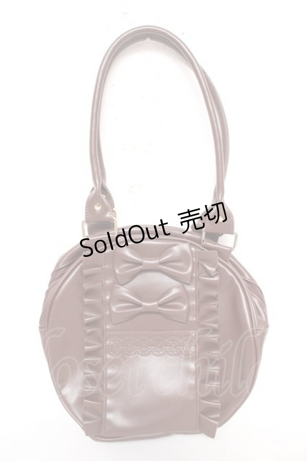 画像1: axes femme kawaii / ツインリボンラウンドハンドバッグ  茶 Y-26-02-13-077-AX-BG-SZ-ZY (1)