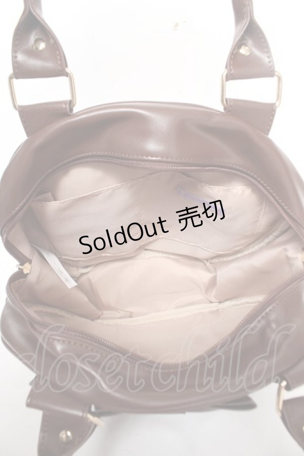 画像3: axes femme kawaii / ツインリボンラウンドハンドバッグ  茶 Y-26-02-13-077-AX-BG-SZ-ZY (3)